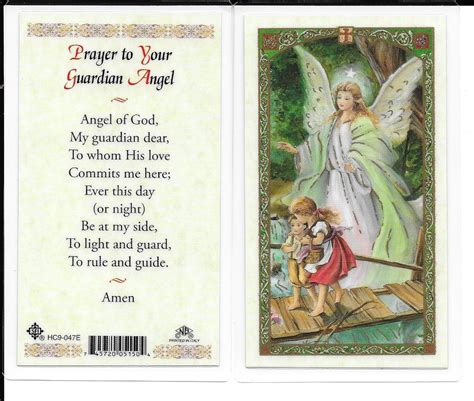 Laminated Prayer Card “prayer To Your Guardian Angel”