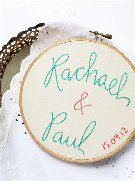 Embroidered Hoop With Names And Date Personalized Wedding T