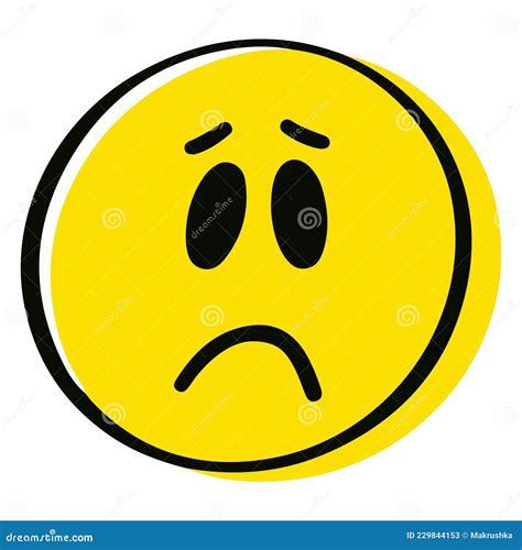 Sad Emoticon Hand Drawn Cartoon Character Sad Smiley Face In Yellow