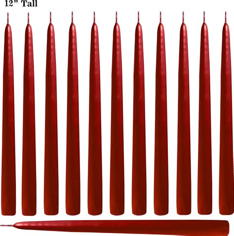 Red Taper Candles 12 Inch Tall Unscented Elegant Premium