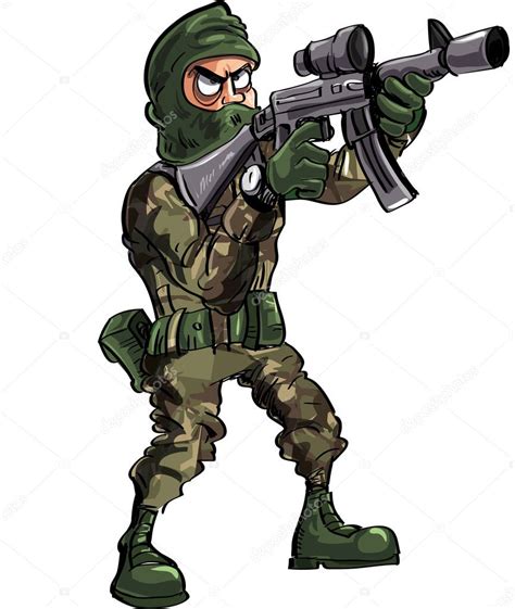 Dibujos Animados Armados Soldado De Dibujos Animados Con Armas Y