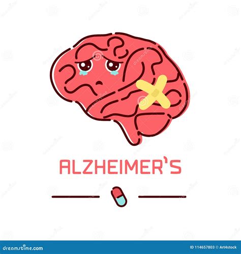 Alzheimer S Disease Cartoon Poster Stock Vector Illustration Of Brain