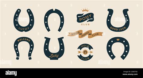 Lucky Horseshoe Set Of Horseshoes Graphic And Lucky Symbols Design
