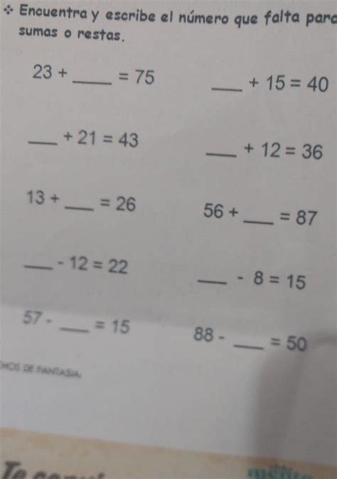 Encuentra Y Escribe El N Mero Que Falta Para Completar Correctamente