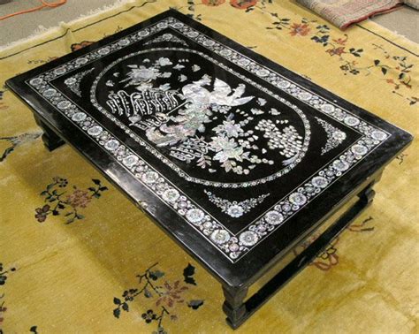 2502 Korean Black Lacquer Table With Inlay Lot 2502