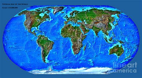 Physical Map Of The World Digital Art By Theodora Brown Fine Art America
