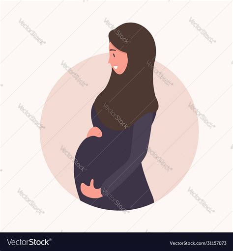 Muslim Pregnant Woman In Abaya And Hijab Modern Vector Image