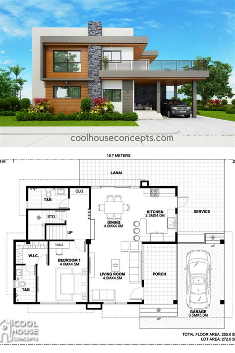 Modern 2 Story House Design With Floor Plan Super Size Account Photo