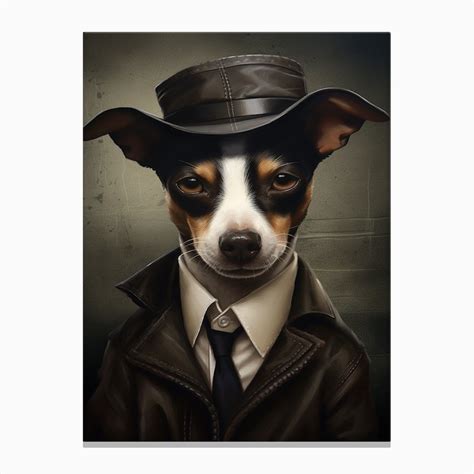 Gangster Dog Rat Terrier Canvas Print By Woof And Whiskers Fy