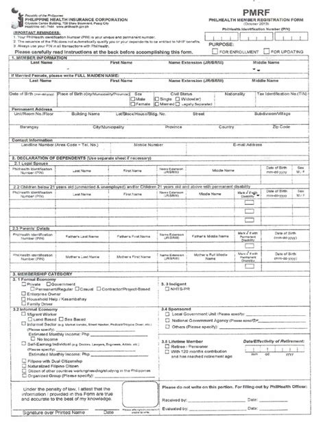 Philhealth Membership Registration Form Pdf