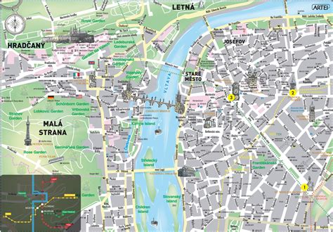 Large Detailed Historical Map Of Prague City Prague City Large