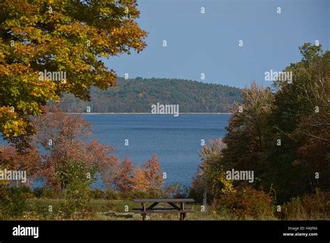 A View Of The Quabbin Reservoir And Autumn Foliage In Ware Western