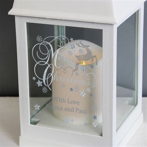 Personalised White Christmas Lantern By Letteroom