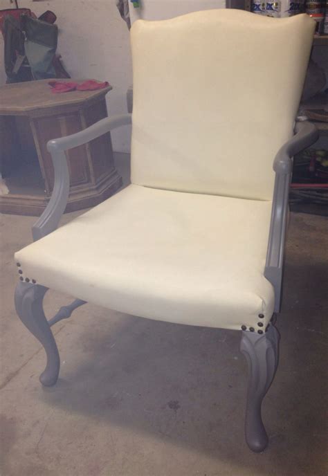 Searching for the perfect cloud stool at the perfect price | driven by decor. Cream colored chair painted with a smokey grey and ...