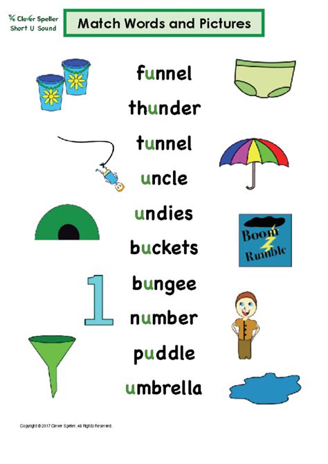 Learning phonics has never been this much fun!children love learning to recognize letter characters with the meet the letters dvd. Matching Words and Pictures Short U Sound - Clever Speller