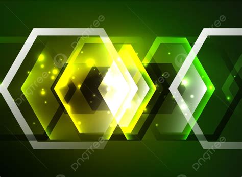 Techno Glowing Glass Hexagons Vector Background Form Colorful Effect