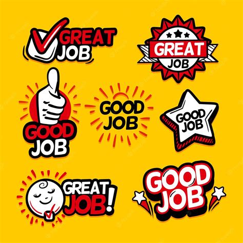 Free Vector Pack Of Good Job And Great Job Stickers