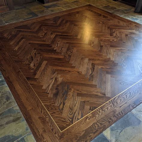 Herringbone With Brass Inlay Inlay Flooring Wood Floor Pattern