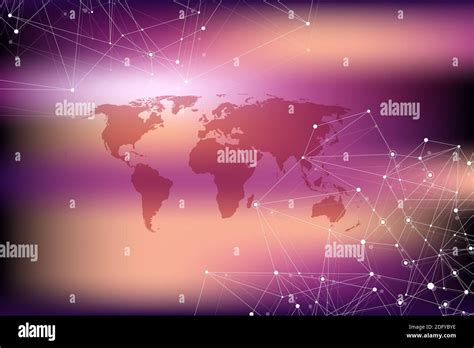 Global Network Connections With World Map Internet Connection