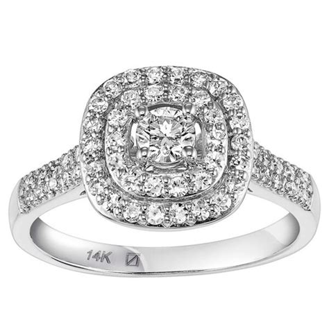 Cambridge 14k White Gold 35ct Tdw Cushion Halo Diamond Ring