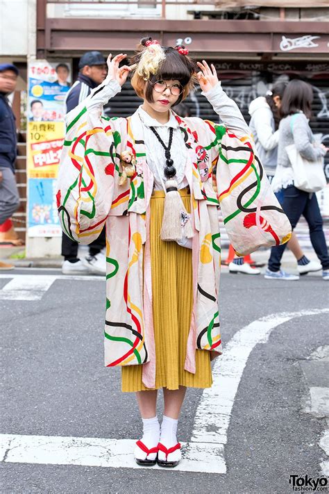 Kimono Doll Heads And Giant Tassel Necklace In Harajuku