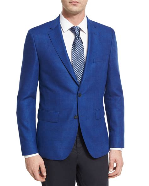 Hugo Boss Tonal Glen Plaid Wool Sport Coat Bright Blue Modesens