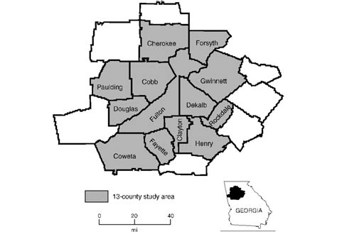 Counties Of The Atlanta Metropolitan Statistical Area 1990 With