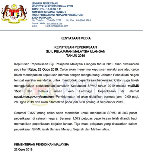 Memiliki kelulusan sijil pelajaran malaysia dan sijil kemahiran malaysia; Kenyataan Media Rasmi Kementerian Pendidikan Malaysia (Kpm ...