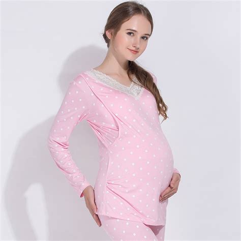 Maternity Nursing Long Sleeve 2pcs Set Pregnant Women Nursing Pajama Sets Maternity Nursing