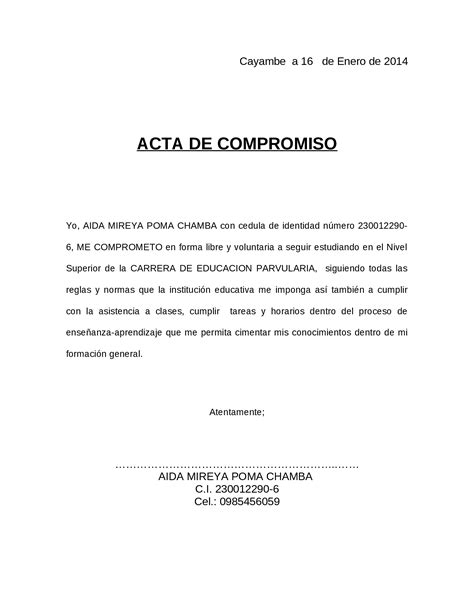 Docx Ejemplo Acta De Compromiso Dokumentips