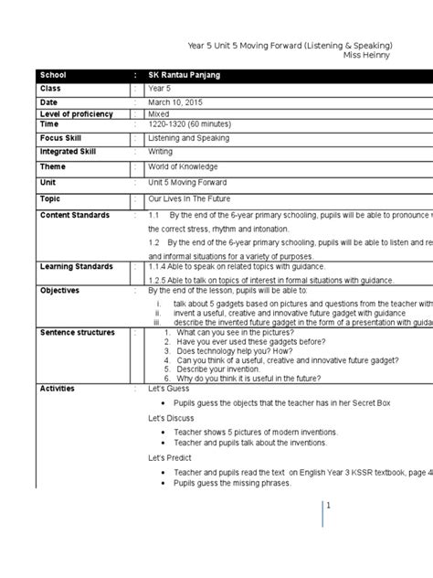Start studying kssr science year 1 unit 1. YEAR 5 KSSR UNIT 5 MOVING FORWARD- LISTENING & SPEAKING ...