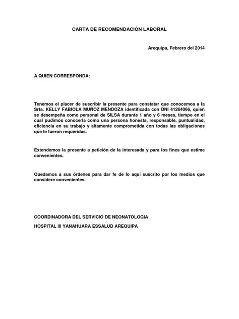 50 Formato De Carta De Recomendacion Laboral Para Llenar E Imprimir