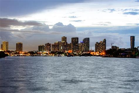 Miami Night Downtown City Florida Beautiful Miami Florida Skyline At