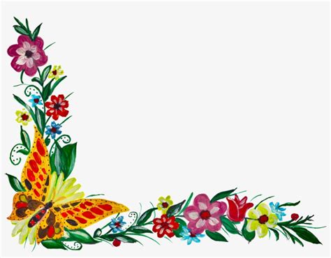 Free Download Flower Butterfly Coner Free Transparent Png Download