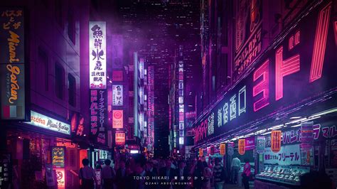 Tokyo Hikari Synthcity Designcollector Cyberpunk City Neon Wallpaper Tokyo