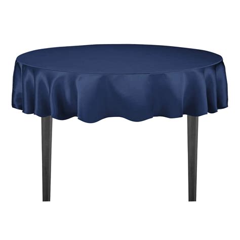 Linentablecloth 70 Inch Round Satin Tablecloth Navy Blue 848323008927