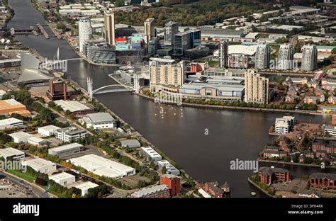 Aerial View Of Salford Quays Salford Manchester Stock Photo Alamy