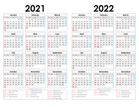 Printable 2021 And 2022 Calendar 12 Templates Calendar Template Gambaran