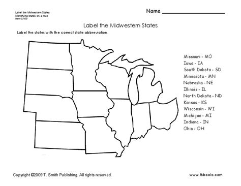 Midwest States Worksheet