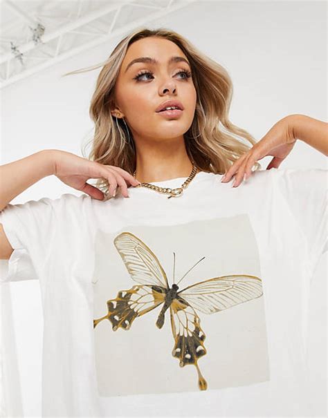 missguided oversized t shirt dress in butterfly print asos