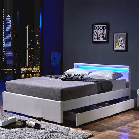 Dieses hausbett mit schublade, 90 x 200 cm ist ein toller platz zum schlafen und spielen. LED Bett Nube mit Schubladen 180 x 200 Weiß