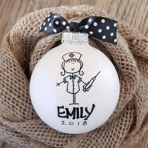 Nurse Ornament Christmas Ornament Personalized Nurse Etsy Nurse