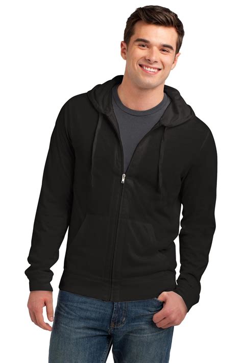 District Embroidered Mens Jersey Full Zip Hooded Tee Queensboro