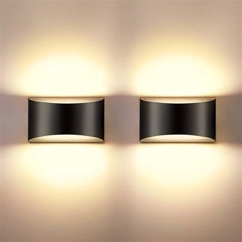 Indoor Dimmable Wall Sconces Sets Of 2 Shyvia Modern Black Led Up Down