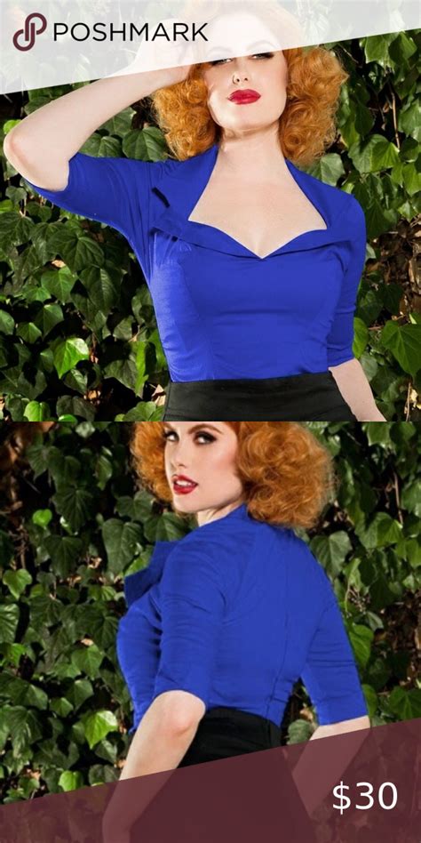 Pinup Couture Doris Top Royal Blue Pinup Couture Couture Couture Tops