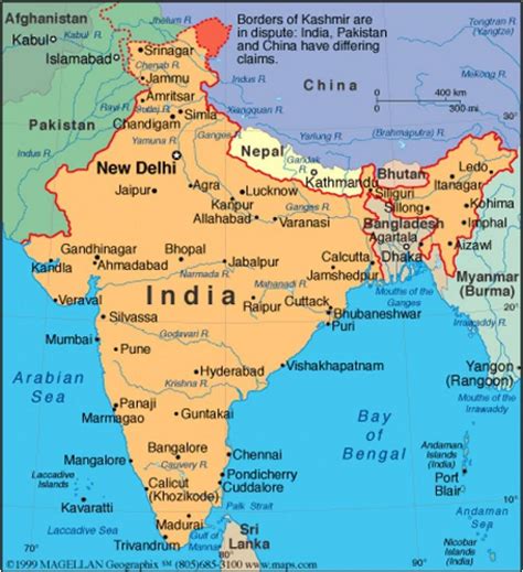 India Political And Adjacent Countries Map Map Of India And