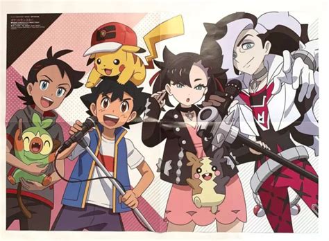 Pikachu Ash Ketchum Marnie Morpeko Pokemon Poster Japanese Anime 16 3