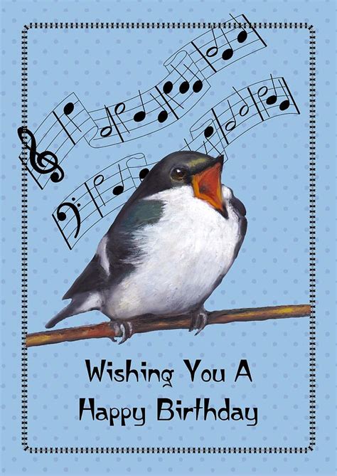 Birthday Pastel Singing Bird Birthday Card By Joyce Geleynse Happy