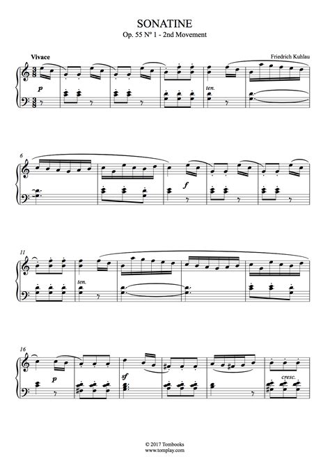 Sonatina In C Major Opus 55 No 1 Ii Vivace Kuhlau Partitura Piano