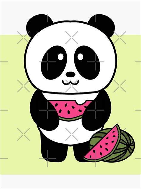 Cute Panda Eating Watermelon 1000pandas By Amanda Roos Sticker For